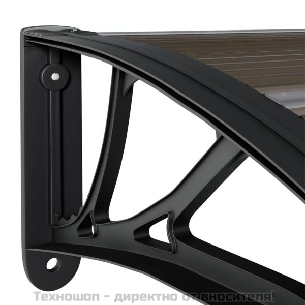 Навес за врата, черно и прозрачно, 150x75 см, поликарбонат