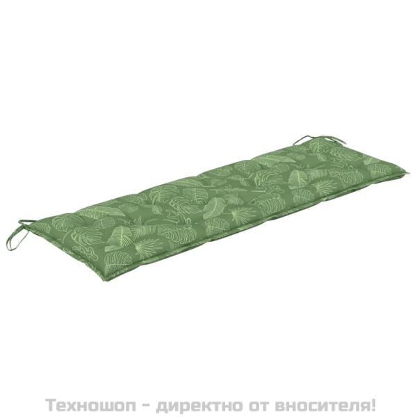 Възглавница за градинска пейка с листа 150x50x7 см оксфорд плат