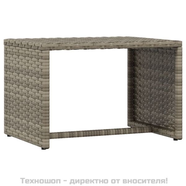 Шезлонг 1 бр с маса сив полиратан