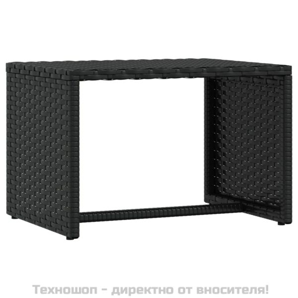 Шезлонг 1 бр с маса черен полиратан