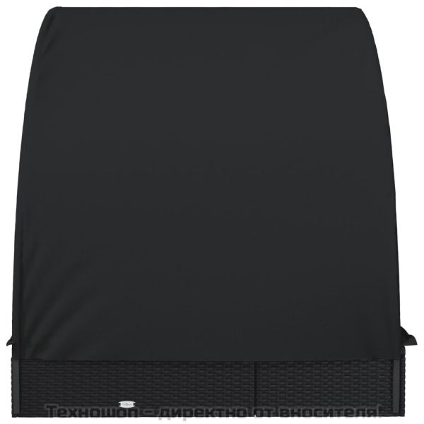 2-местен шезлонг с объл покрив, черен, 211x112x140 см полиратан