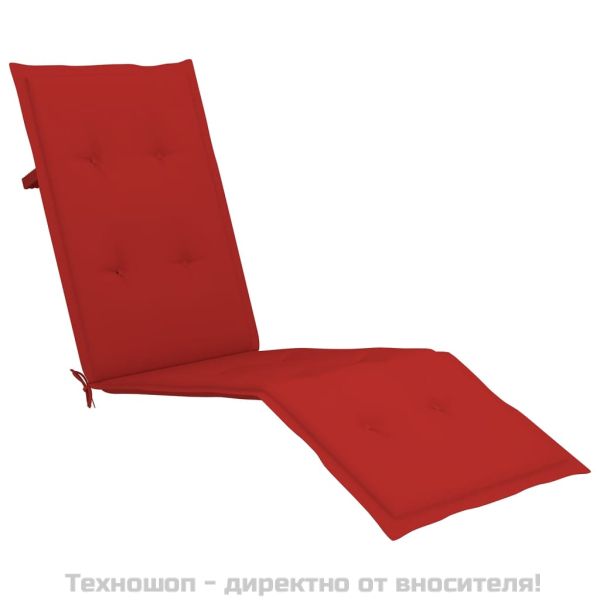 Градински шезлонг, подложка за крака, възглавница, акация масив