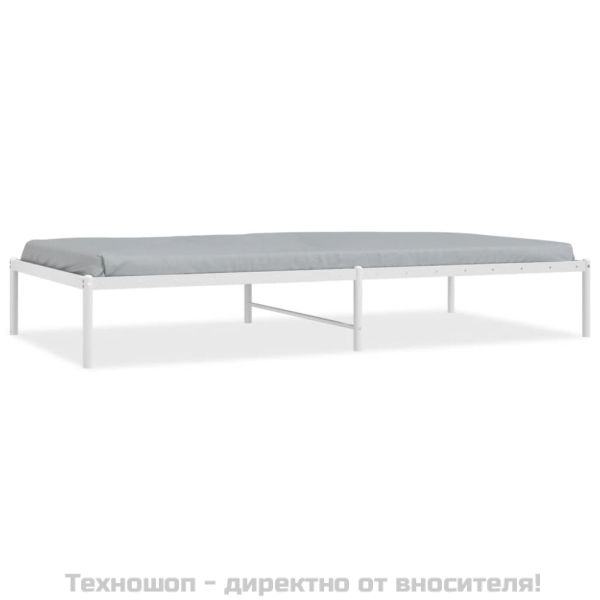 Метална рамка за легло, бяла, 100x200 см