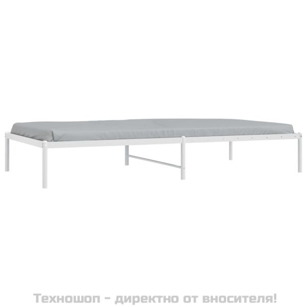 Метална рамка за легло, бяла, 100x200 см