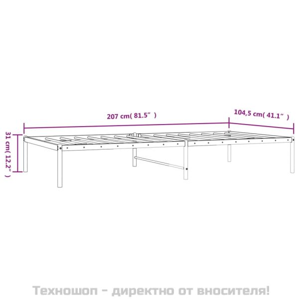 Метална рамка за легло, бяла, 100x200 см
