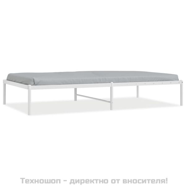 Метална рамка за легло, бяла, 100x190 см