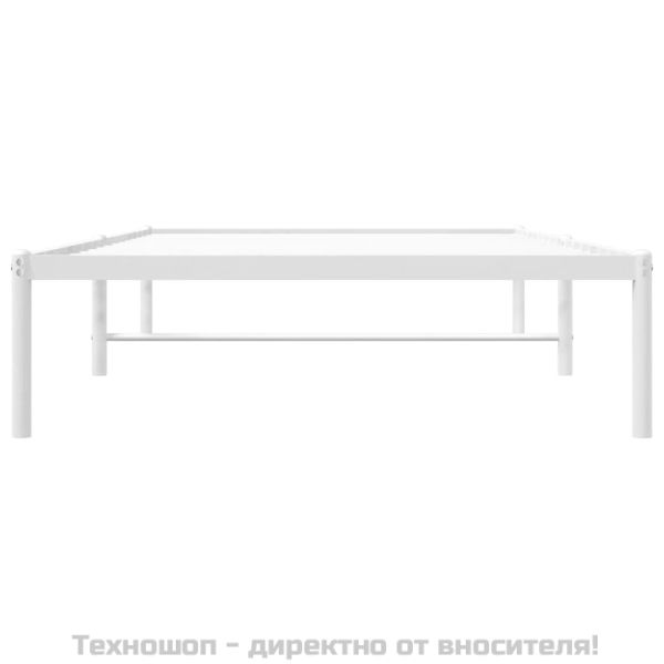 Метална рамка за легло, бяла, 100x190 см