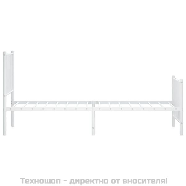 Метална рамка за легло с горна и долна табла, бяла, 75x190 см