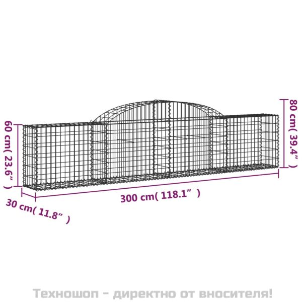 Габионни кошници арка 7 бр 300x30x60/80 см поцинковано желязо