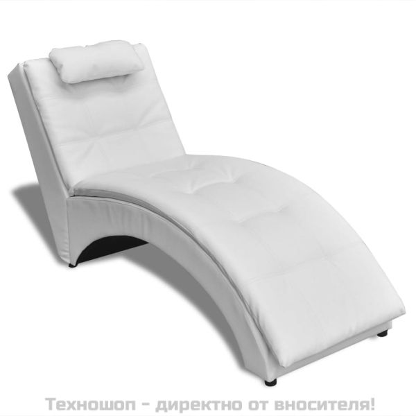 Кушетка с възглавница, бяла, изкуствена кожа