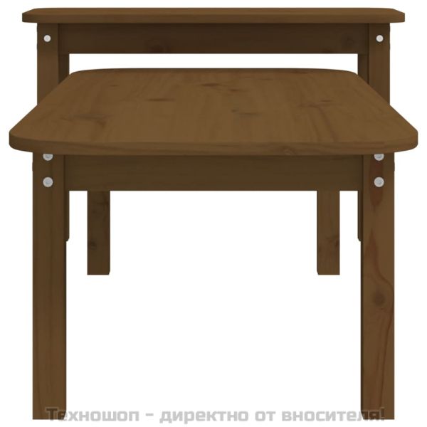 Комплект масички за кафе от 2 части, меденокафяво, бор масив