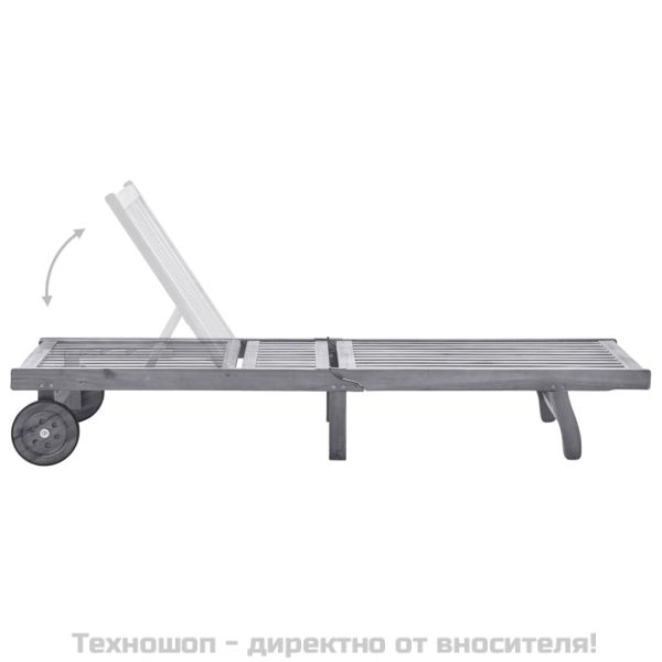 Градински шезлонг с шалте, сив, акациево дърво масив