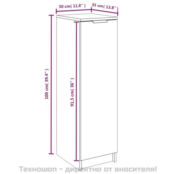 Шкаф за обувки, сив сонома, 30x35x100 см, инженерно дърво