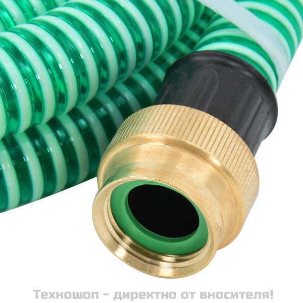 Смукателен маркуч с месингови съединители зелен 1,1" 25 м PVC