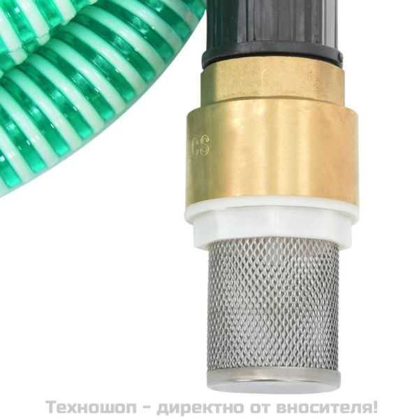 Смукателен маркуч с месингови съединители зелен 1,1" 25 м PVC