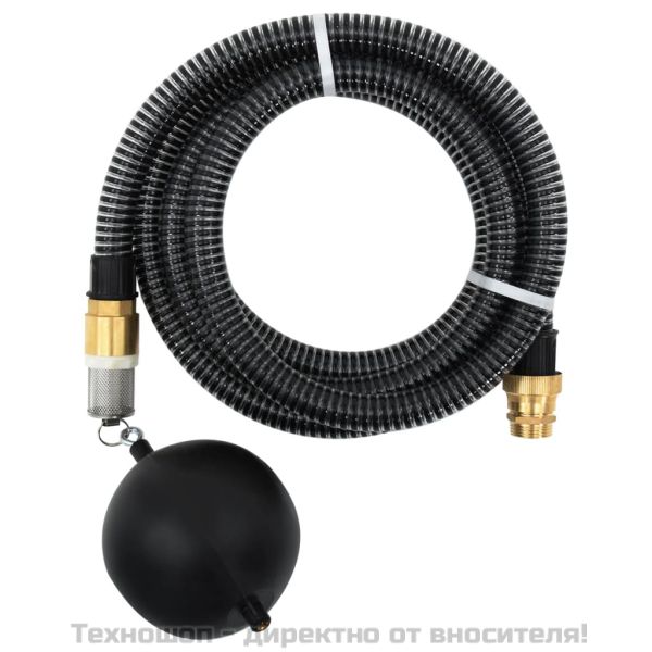 Смукателен маркуч с месингови съединители черен 1,1" 10 м PVC
