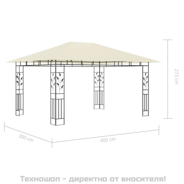 Шатра с комарник и LED стринг, 4x3x2,73 м, 180 г/м², кремава