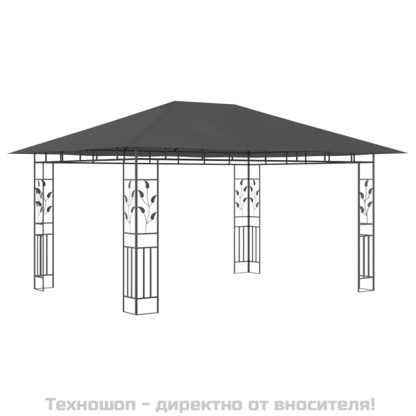 Шатра с мрежа срещу комари и LED стрингове 4x3x2,73 м антрацит