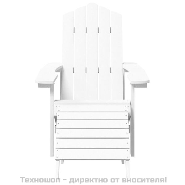 Градински столове "Адирондак", 2 бр, с табуретки, HDPE, бели