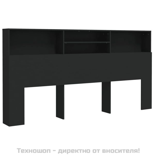 Табла за легло тип шкаф, черна, 200x19x103,5 см