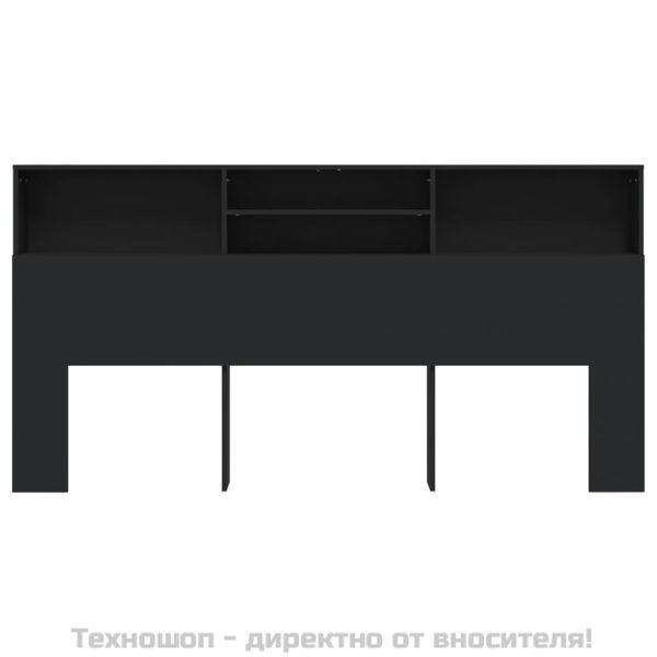 Табла за легло тип шкаф, черна, 200x19x103,5 см