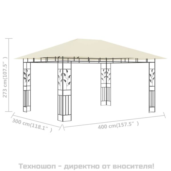 Шатра с мрежа против комари, 4x3x2,73 м, кремава, 180 г/м²