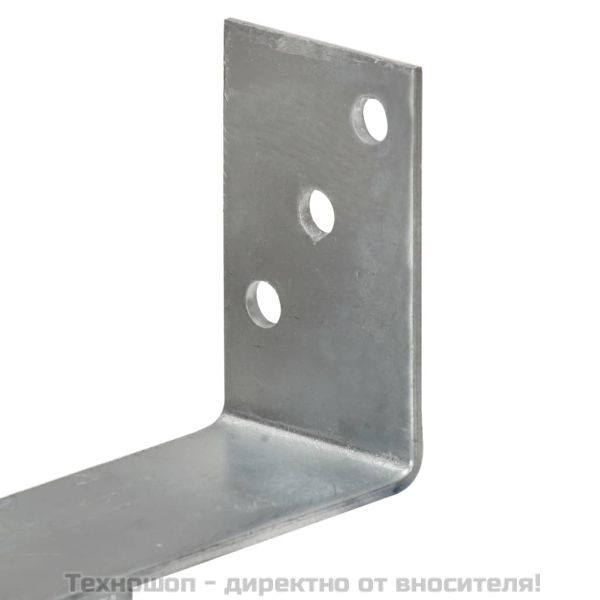 Оградни подпори 6 бр сребристи 8x6x30 см поцинкована стомана