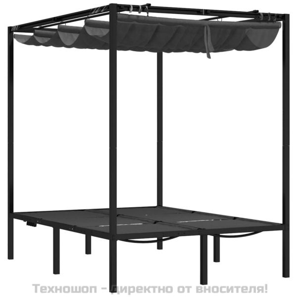 Двоен шезлонг със странични и горни завеси, антрацит