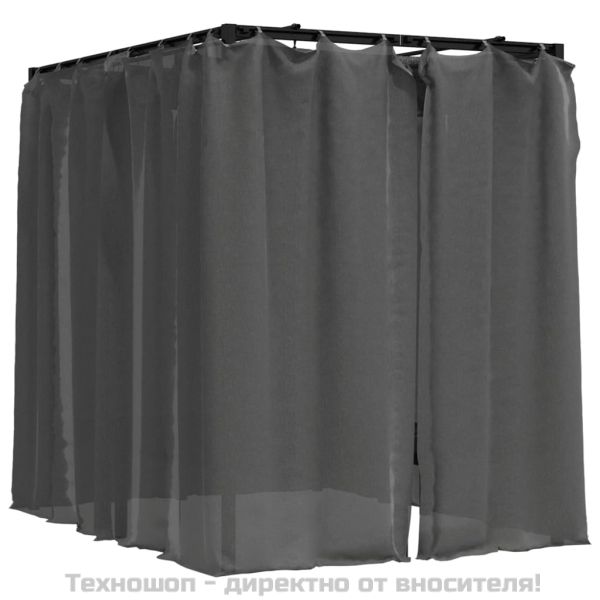 Двоен шезлонг със странични и горни завеси, антрацит