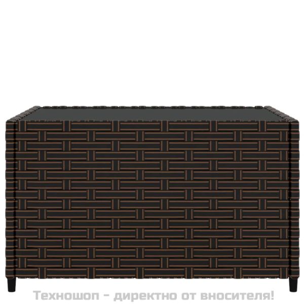 Квадратна градинска масичка за кафе кафява 50x50x30см полиратан