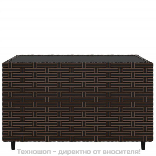 Квадратна градинска масичка за кафе кафява 50x50x30см полиратан
