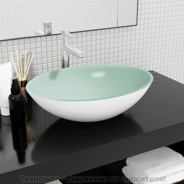 Стъклена мивка, 50x37x14 см, бяла