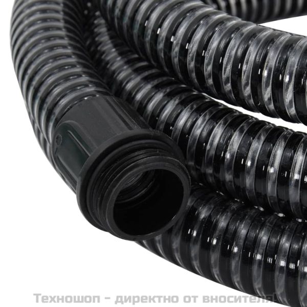 Смукателен маркуч с месингови съединители черен 1,1" 5 м PVC
