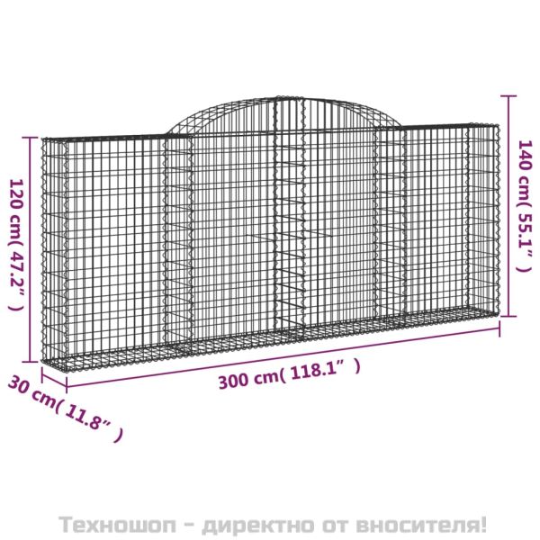 Габионни кошници арка 9 бр 300x30x120/140см поцинковано желязо