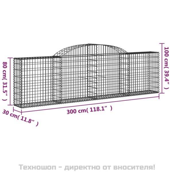 Габионни кошници арка 7 бр 300x30x80/100 см поцинковано желязо