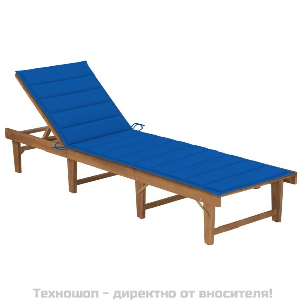 Сгъваем шезлонг с шалте, акациево дърво масив