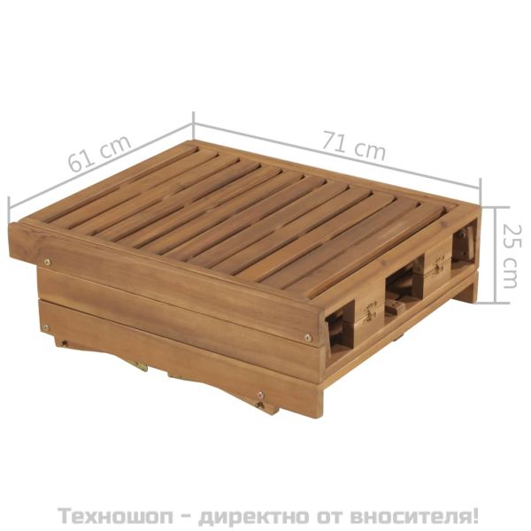 Сгъваем шезлонг с шалте, акациево дърво масив