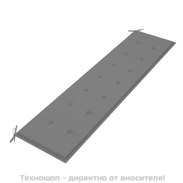 Възглавница за градинска пейка сива 200x50x3 см оксфорд плат