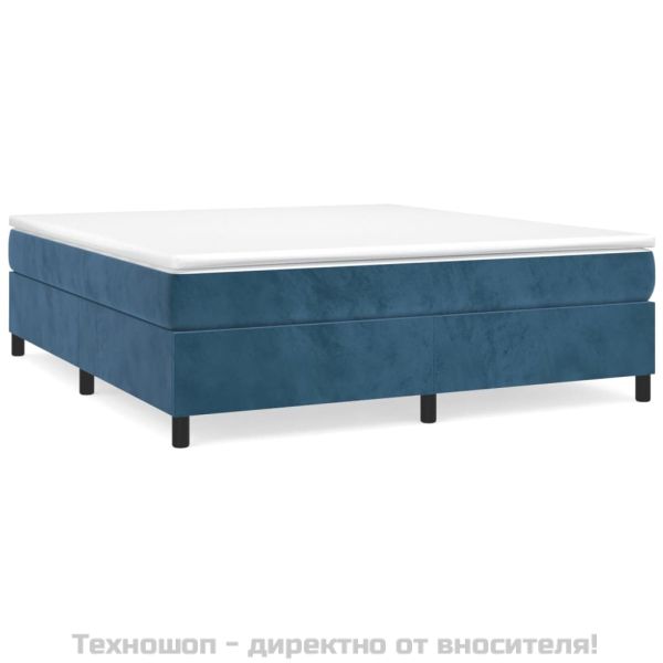 Рамка за легло с пружини, тъмносиня, 160x200 см, кадифе