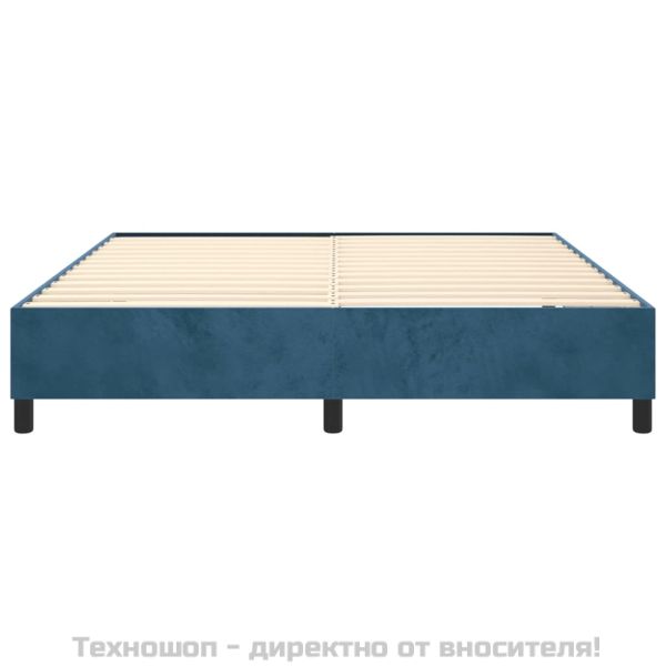 Рамка за легло с пружини, тъмносиня, 160x200 см, кадифе