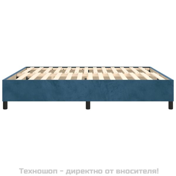 Рамка за легло с пружини, тъмносиня, 160x200 см, кадифе