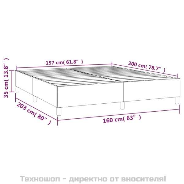 Рамка за легло с пружини, тъмносиня, 160x200 см, кадифе
