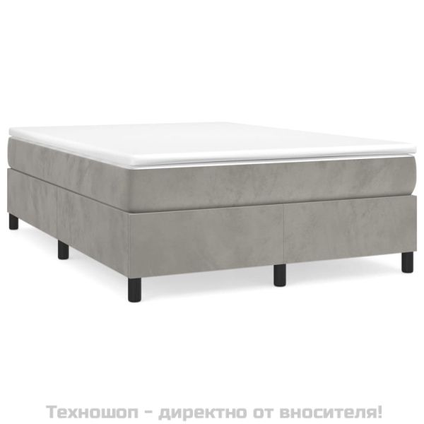 Рамка за легло с пружини, светлосив, 140x190 см, кадифе