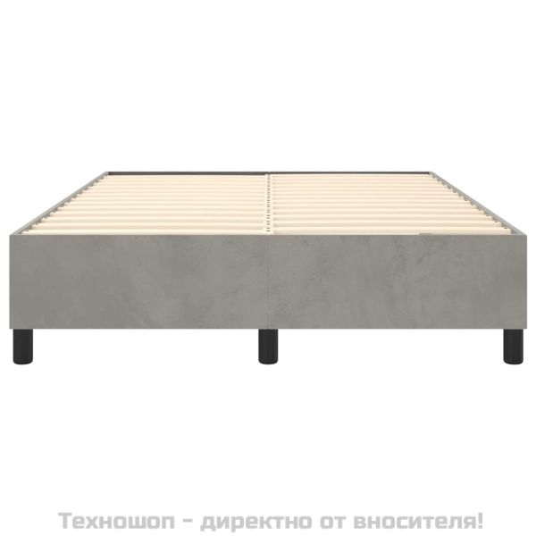 Рамка за легло с пружини, светлосив, 140x190 см, кадифе