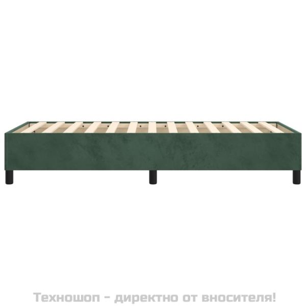 Рамка за легло с пружини, тъмнозелена, 90x200 см, кадифе