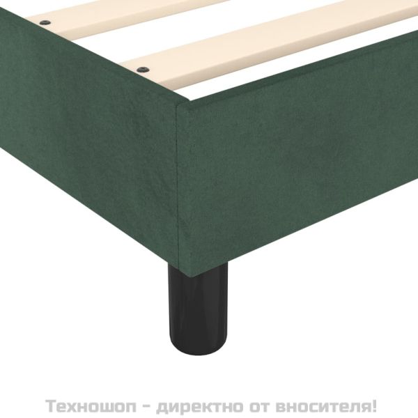 Рамка за легло с пружини, тъмнозелена, 90x200 см, кадифе
