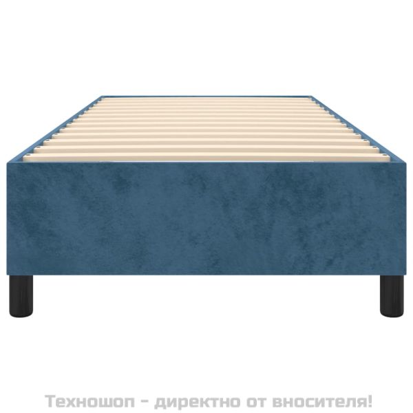 Рамка за легло с пружини, тъмносиня, 90x200 см, кадифе