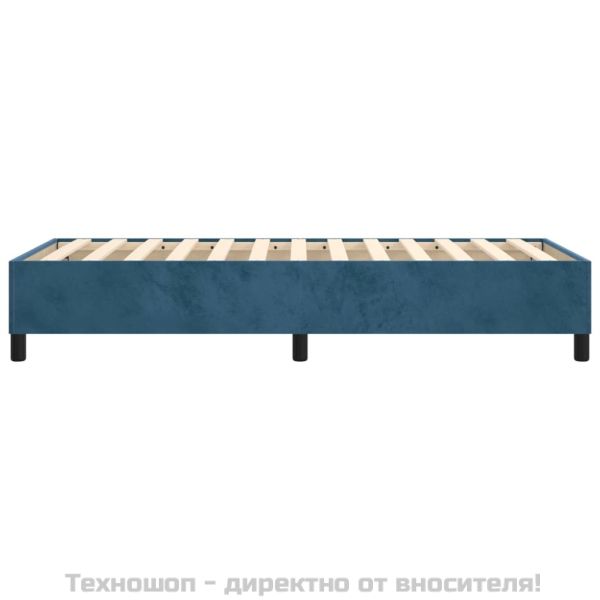 Рамка за легло с пружини, тъмносиня, 90x200 см, кадифе