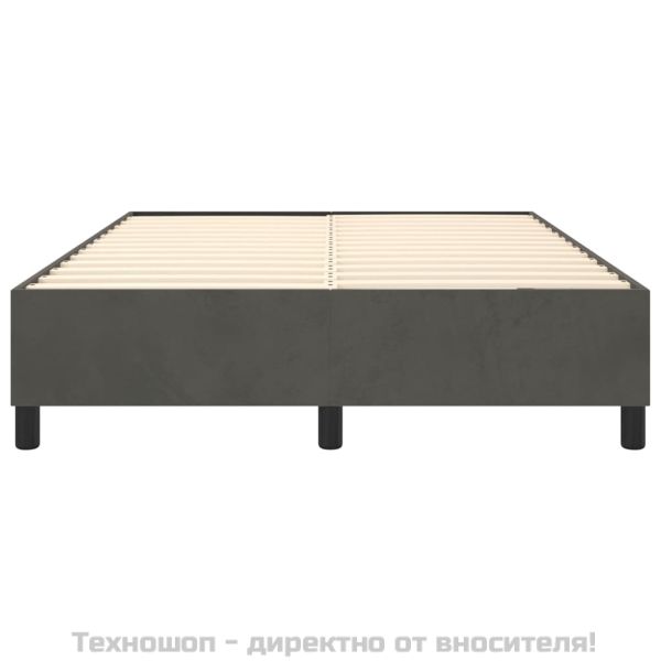 Рамка за легло с пружини, тъмносива, 140x200 см, кадифе