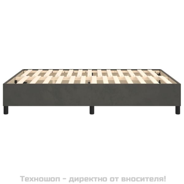 Рамка за легло с пружини, тъмносива, 140x200 см, кадифе